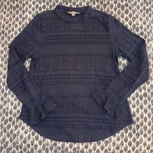 LOFT - Slate Blue Brushed Pointelle Top - NWT